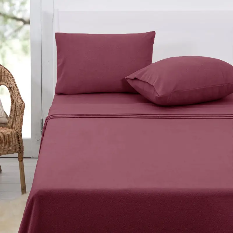 Danoz Direct Polar Fleece Sheet Set – Queen Size, 36Cm Deep Pocket, Rosewood 1