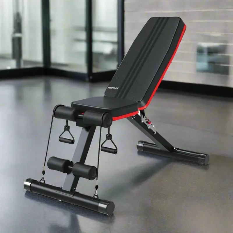Danoz Direct Proflex Adjustable Weight Bench – Foldable Home Gym Bench With Resistance Band Anchors 1