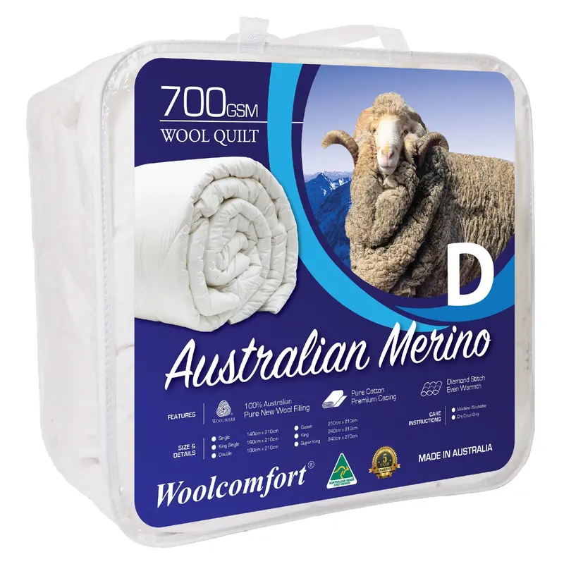 Danoz Direct Woolcomfort Merino Wool Quilt – 700Gsm, Double (180X210Cm), Australian Made 1