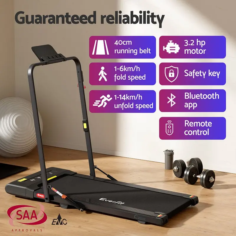 Danoz Everfit Under-Desk Walking Pad – 400Mm Black Electric Walking Treadmill 1