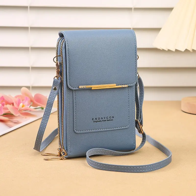 Danoz Fashion Blue Pu Leather Crossbody Phone Bag For Women – Stylish 19X12X4Cm Vertical Mini Bag With Touchscreen Window 1