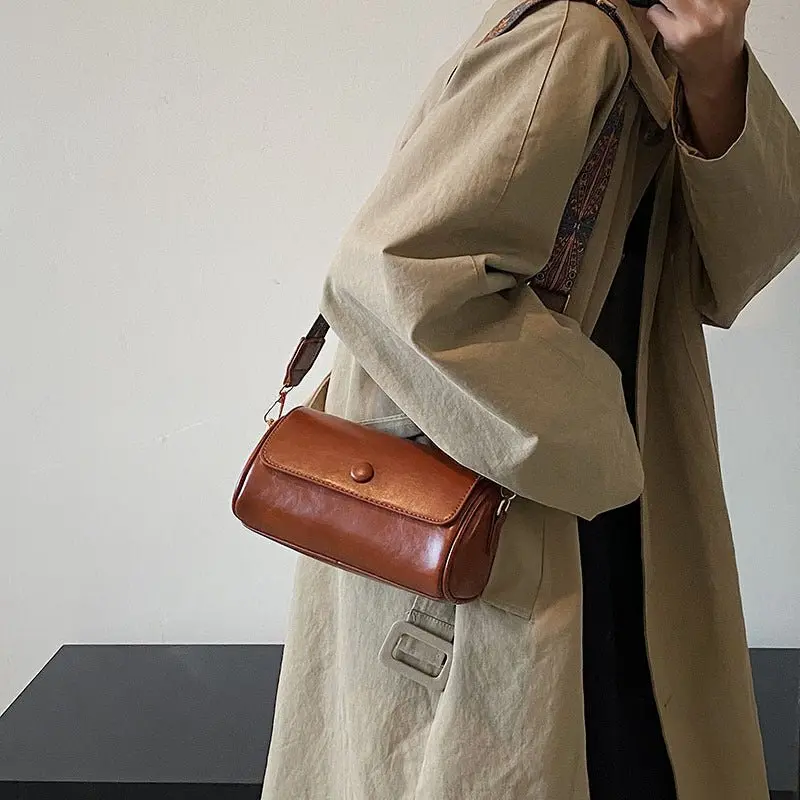 Danoz Fashion Brown Vintage Pu Leather Shoulder Bag – Elegant Adjustable Strap Crossbody 1