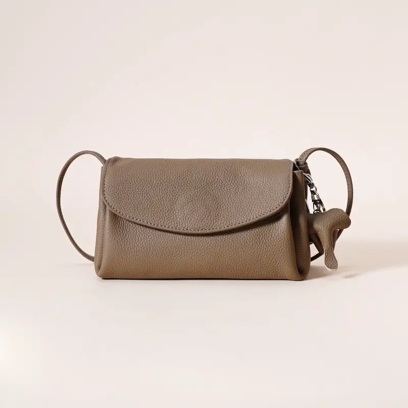 Danoz Fashion Elephant-Charm Crossbody Bag – Compact Genuine Leather Flap Shoulder Purse (Dark Gray) 1