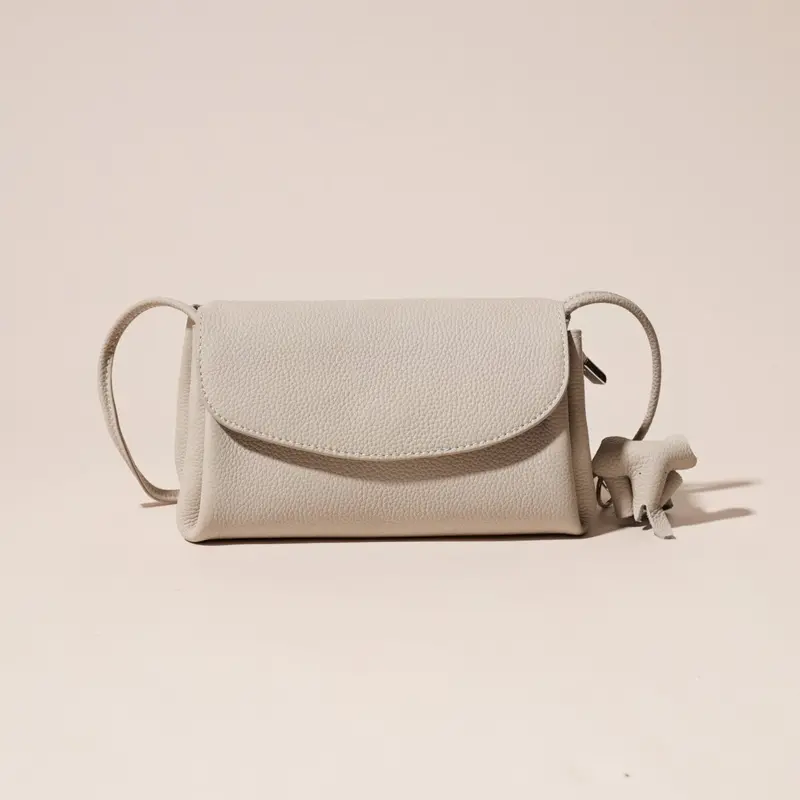 Danoz Fashion Elephant-Charm Crossbody Bag – Compact Genuine Leather Flap Shoulder Purse (White) 1