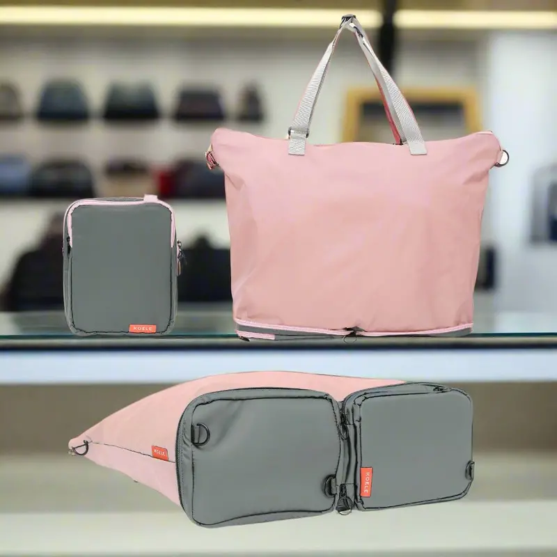 Danoz Fashion Koele Dual Pink Tote Bag – Foldable Nylon Shopper With Laptop & Grocery Compartments 1
