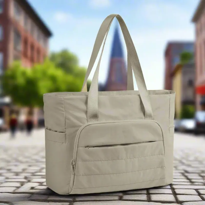 Danoz Fashion Light Tan Gym Tote For Women – 18L Multi-Use Yoga & Fitness Bag With 15.6” Laptop Fit 1