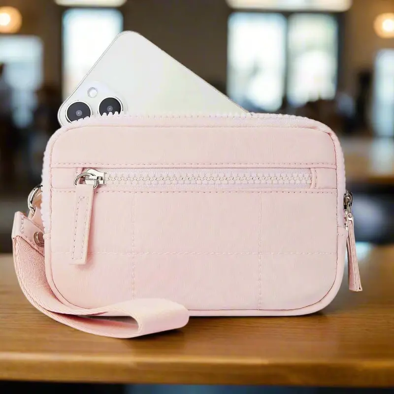 Danoz Fashion Pink Rfid-Blocking Wristlet Clutch – Slim Waterproof Pouch With Card Slots And Clear Id View 1