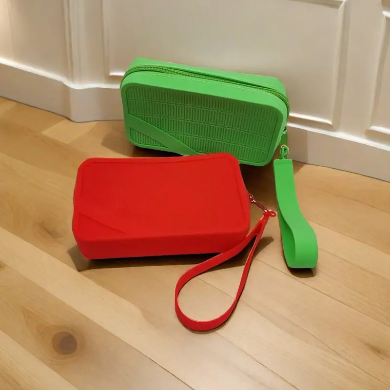 Danoz Fashion Red Silicone Zipper Storage Pouch — Compact Wrist-Strap Organizer For Daily Essentials 1