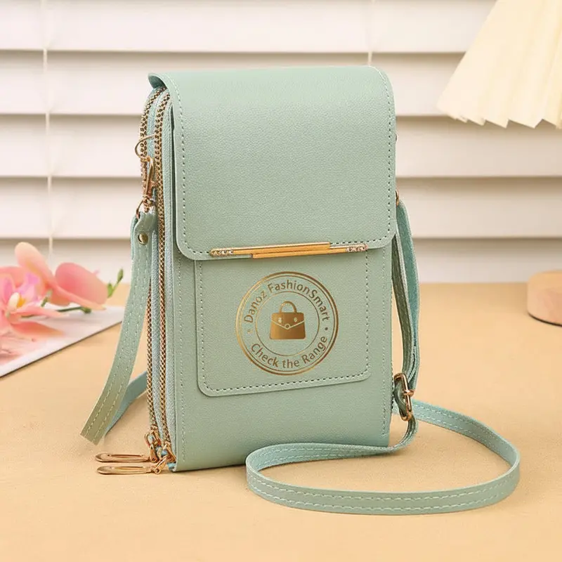 Danoz Fashionsmart Green Pu Leather Crossbody Phone Bag For Women – Compact 19X12X4Cm Vertical Design With Touchscreen View 1