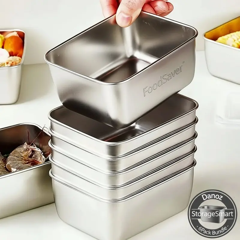 Danoz Foodsaver Stainless Steel Food Storage Set – 6-Piece Leakproof, Stackable & Reusable Containers For On-The-Go Meals 1
