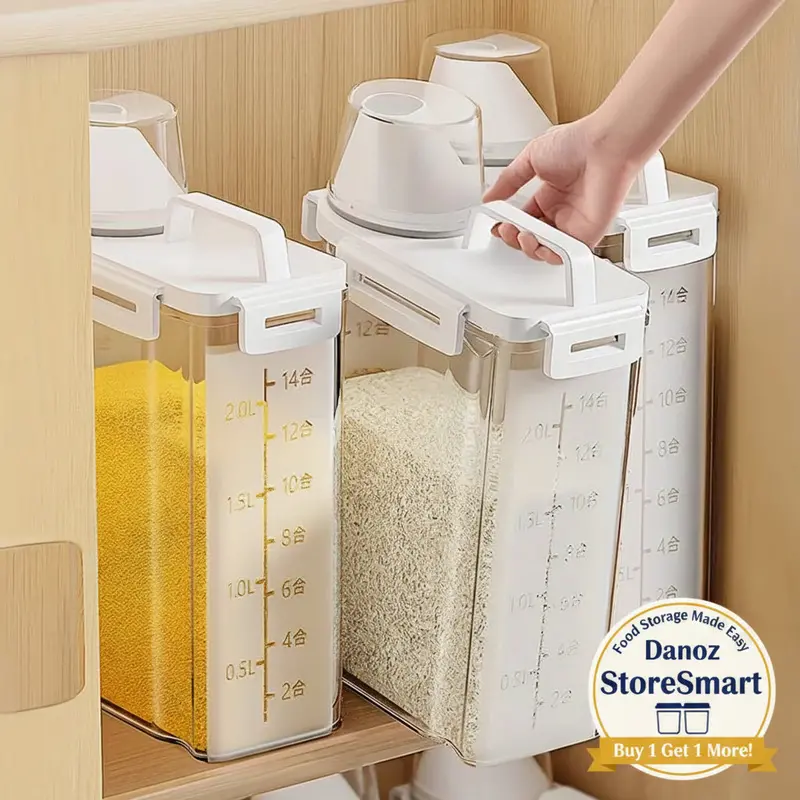 Danoz Foodsaversmart Airtight Storage Containers – 1.5L & 2.5L Bpa-Free Food Boxes For Grains, Flour & Pantry Staples 1