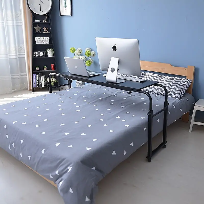 Danoz Furniture Overbed Rolling Table – Adjustable Laptop Desk With Casters For Bedside Use 1