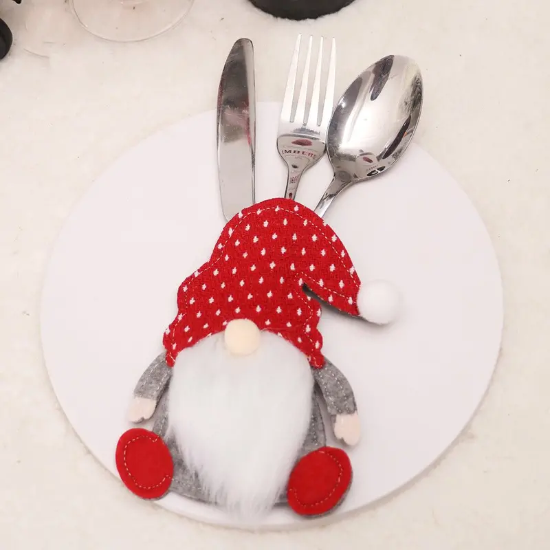 Danoz Gnome Cutlery Holder – Festive Silverware Bag Set (10-Piece) For Holiday Tables 1