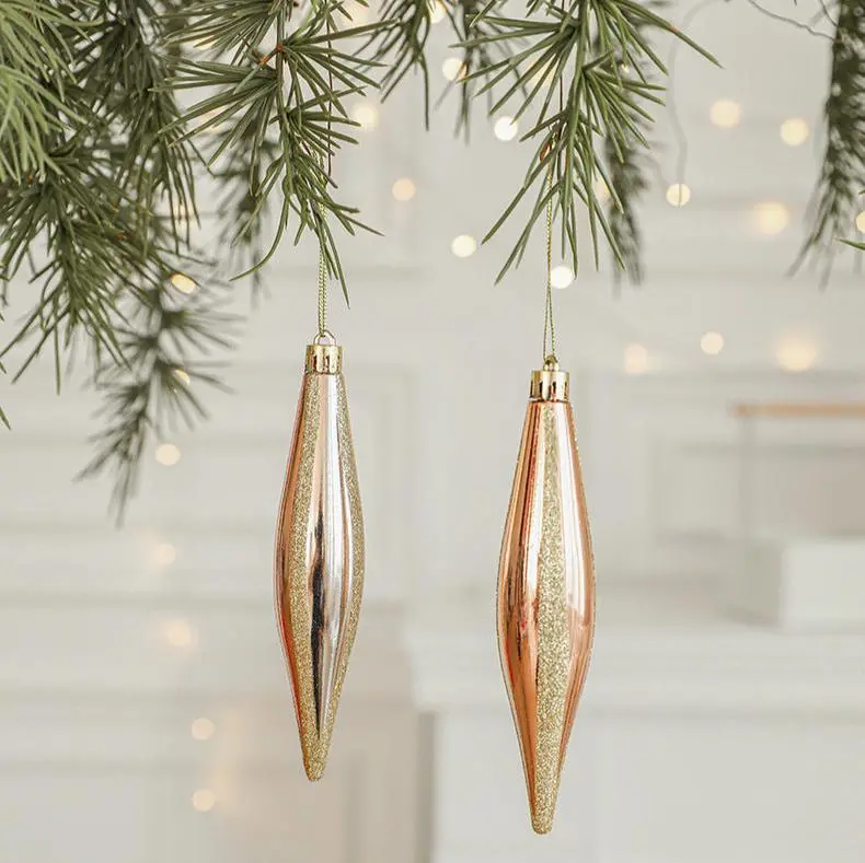 Danoz Gold And Rose Gold Set Of 10 Festive Christmas Ornaments 1