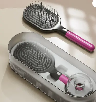 Danoz Hair Rose Red Self-Cleaning Detangling Brush Set With Stand – Anti-Static Paddle Brush For Scalp Massage 1