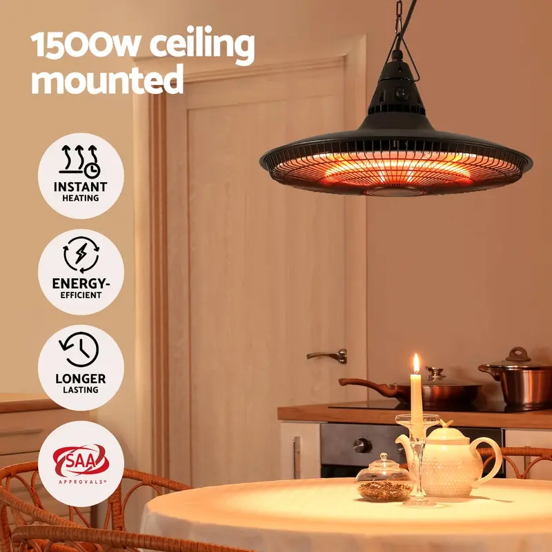 Danoz Heatingsmart Devanti 1500W Hanging Patio Heater – Compact Electric Outdoor Heating Solution 1