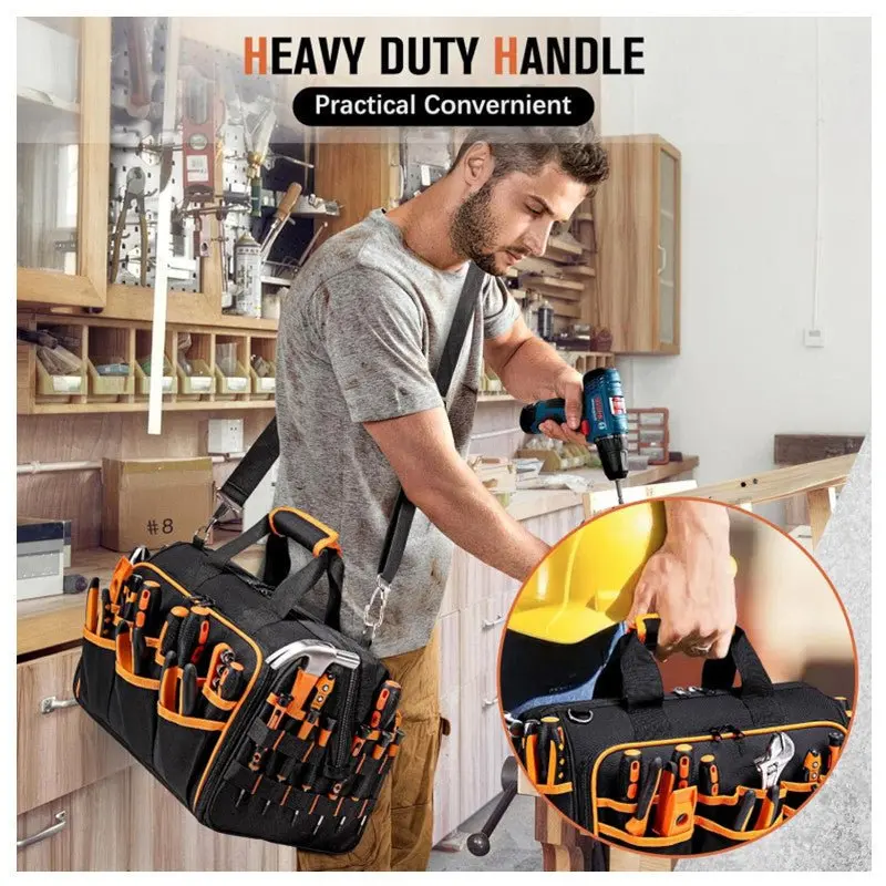 Danoz Heavy-Duty Black & Orange 17" Tool Bag – 46-Pocket Organizer With Waterproof Base & Reinforced Strap 1