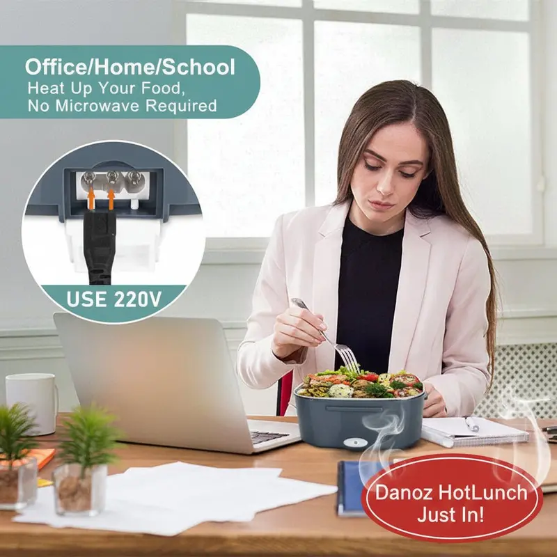 Danoz Hotlunch Dual-Power Electric Lunch Box – Stainless Steel Bento Heater For Home, Office Or Vehicle Use 1