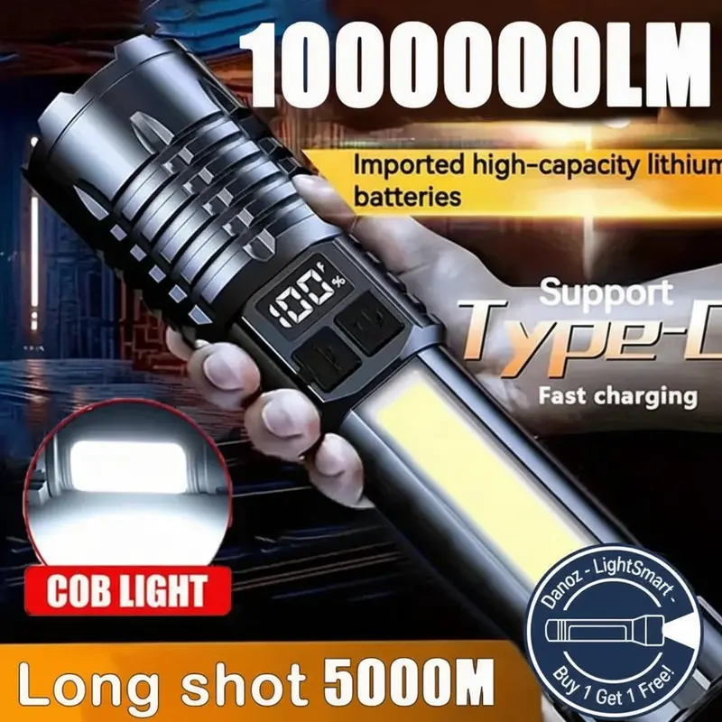 Danoz Lightsmart Usb-Rechargeable Led Flashlight – Durable, Bright Outdoor & Emergency Lighting 1