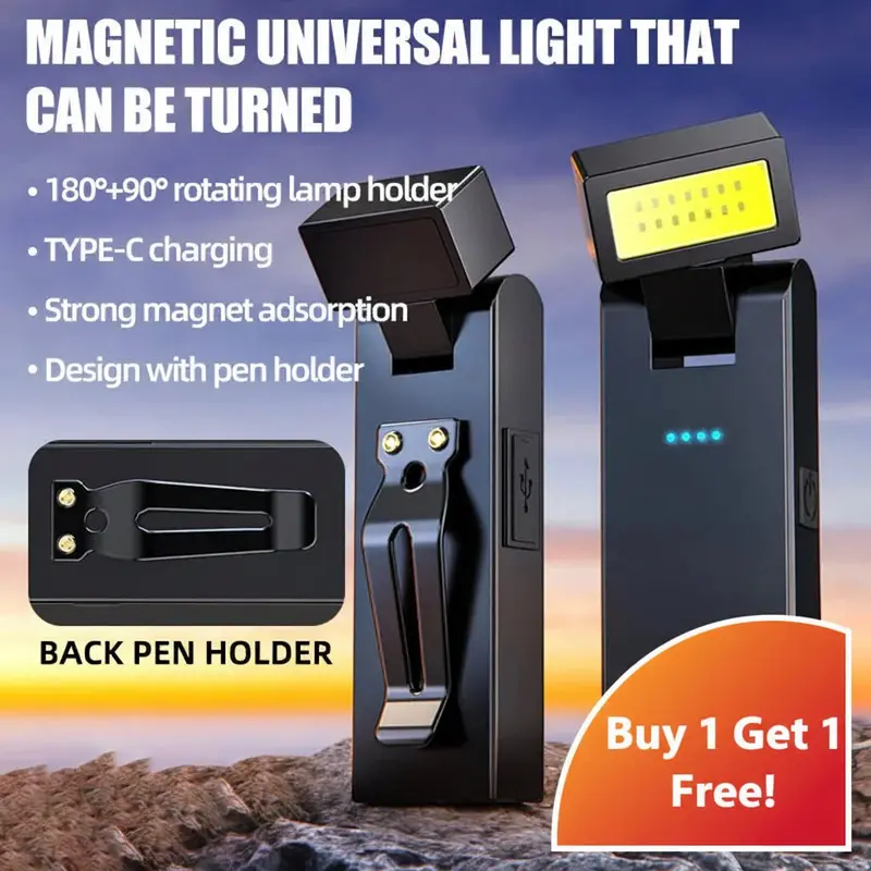 Danoz Magnetic Work Light – Rechargeable Cob Flashlight With Strong Adhesion – Buy One, Get One Free 1