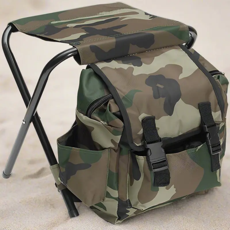 Danoz Outdoors Camo Folding Backpack Stool – Lightweight Portable Seat For Fishing, Camping & Tailgating 1
