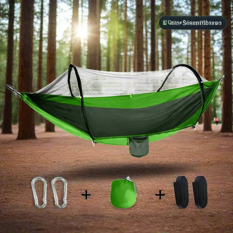 Danoz Outdoors Green Hammock With Full Mosquito Net – Spacious 260X140Cm Lightweight Camping Hammock 1