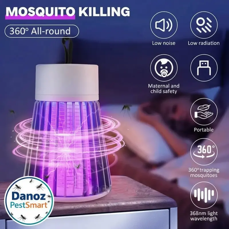 Danoz Pestsmart Usb-Rechargeable Bug Zapper Lamp – Waterproof 2-In-1 Mosquito & Insect Killer For Indoor/Outdoor Use 1