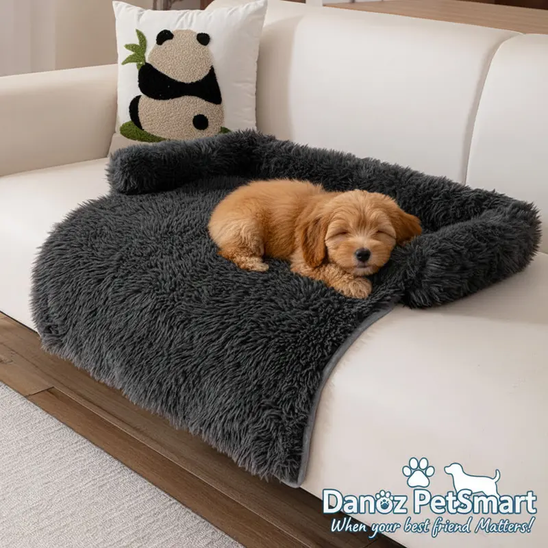 Danoz Petsmart Black Calming Bolster Pet Sofa Protector – 75X75Cm Durable, Non-Slip Furniture Cover With Plush Cushioning 1
