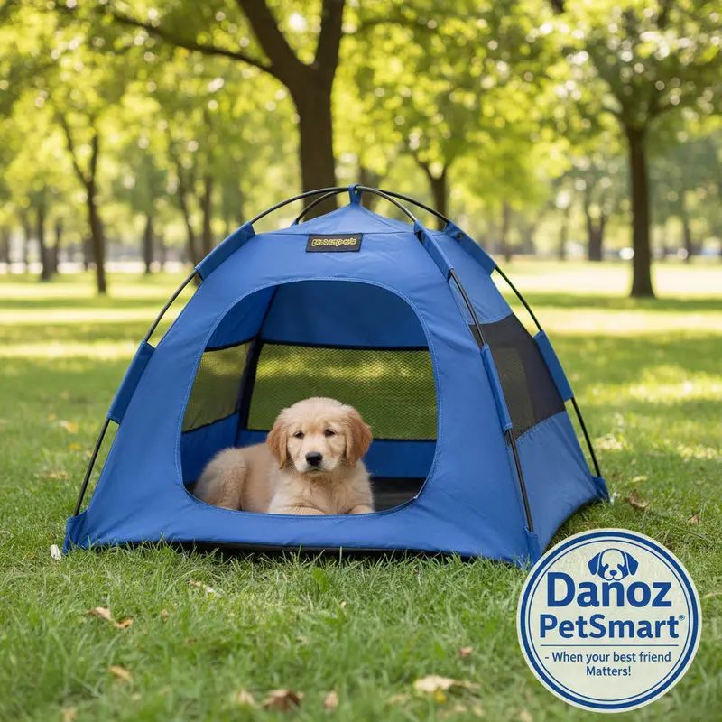 Danoz Petsmart Medium Portable Cat & Dog Tent – Blue Comfort Shelter With Removable Soft Cushion 1