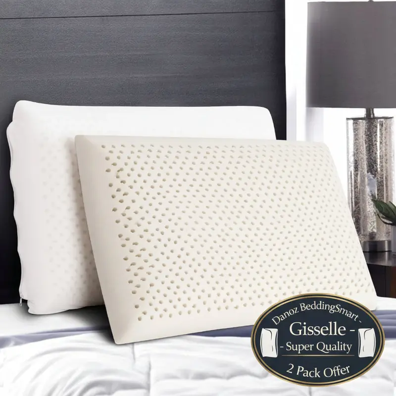 Danoz Pillowsmart Giselle Natural Latex Pillow Twin Pack – Hypoallergenic, Breathable Twin-Size Bedding Set 1