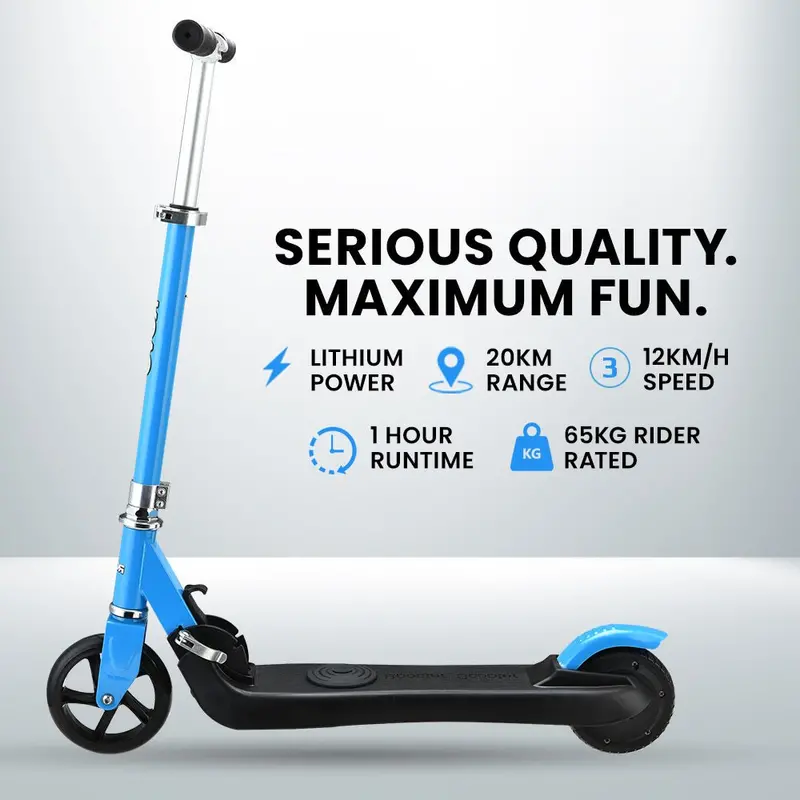 Danoz Rovo Kids’ Electric Scooter – 125W Rechargeable Blue Foldable Ride-On Scooter With Safety Brakes & Led Lights 1