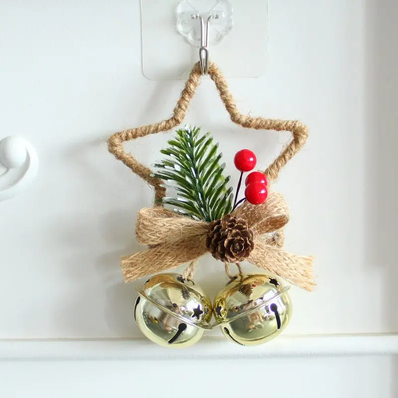 Danoz Rustic Holiday Star Ornament Set – Pinecone, Berry & Bell Accents (10-Pack) 1