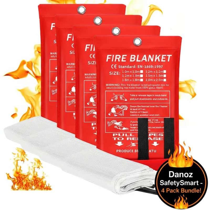 Danoz Safetysmart 4-Piece Reusable Fiberglass Fire Blanket Set 1