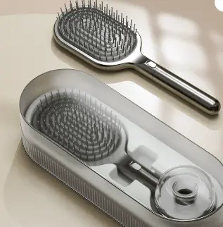 Danoz Self-Cleaning Hair Brush – Black Ergonomic Paddle Brush With Stand & Tangle-Free Design 1