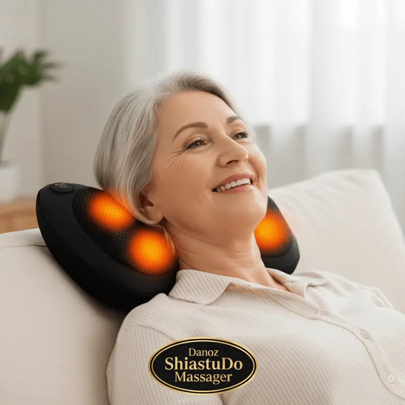 Danoz Shiatsudo Usb-Rechargeable Heating Massage Pillow – Adjustable Kneading For Neck & Back Relief 1