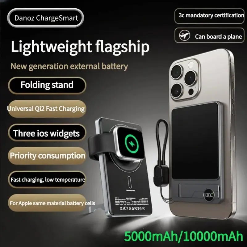Danoz Smart Magnetic Power Bank – 10000Mah Slim Wireless Charger Compatible With Magsafe & Android 1