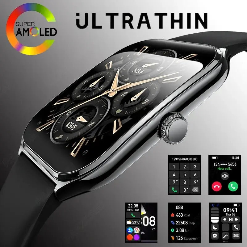 Danoz Smart Ultra-Thin 1.96" Amoled Smartwatch For Men & Women – Hd 360×360 Display, Always-On Time, Call Alerts, Huawei-Compatible 1