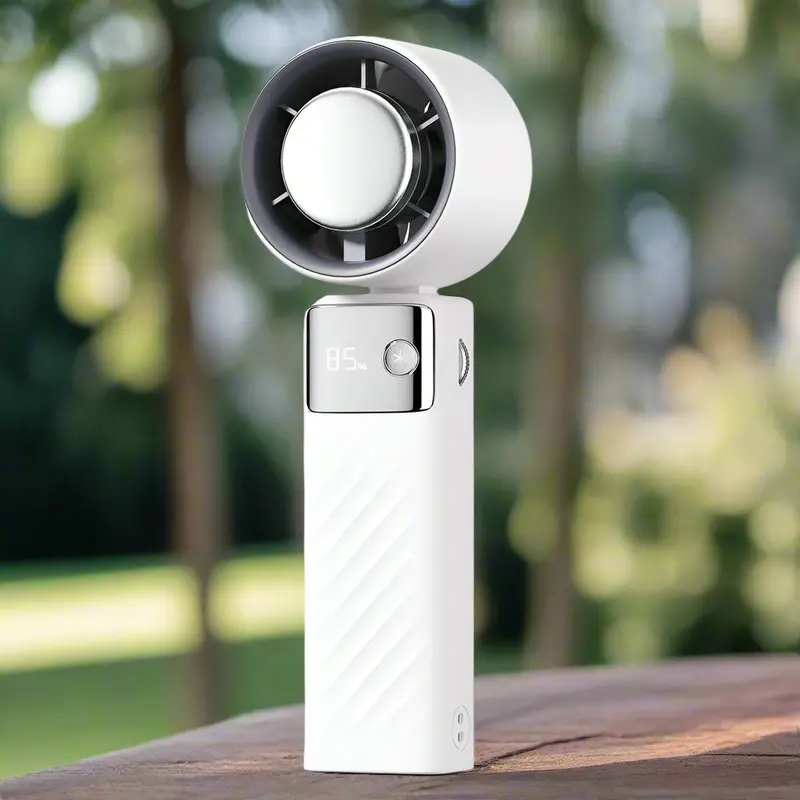 Danoz Smart White Usb-Rechargeable Turbo Handheld Fan With Digital Speed Control – Portable High-Airflow Cooling For Outdoor & On-The-Go Use 1