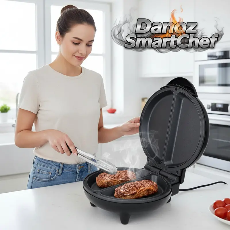 Danoz Smartchef Electric Double Pan Cooker – 850W Multifunctional Grill & Fryer For Omelets, Pancakes & Steaks 1