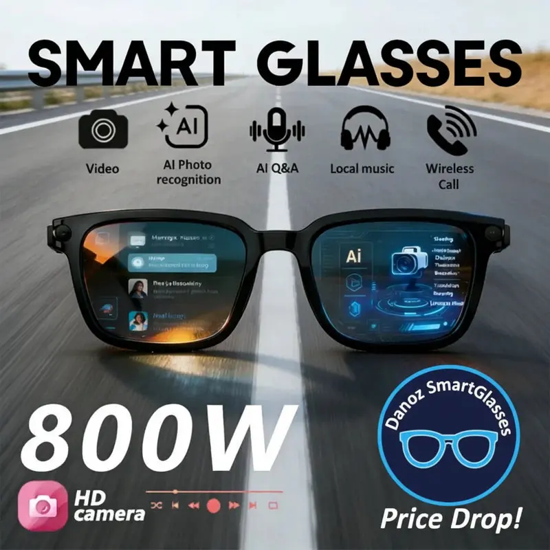 Danoz Smartglasses 2026 Ai Eyewear – Hd 800W Camera, Voice Translation, Bluetooth, Waterproof Smart Glasses For Cycling & Daily Use 1