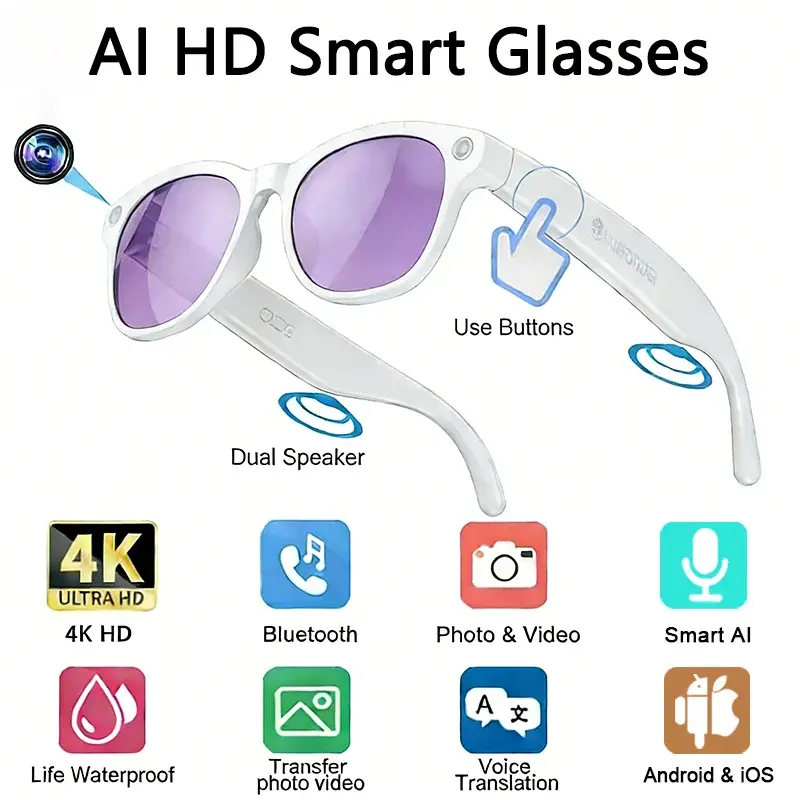 Danoz Smartglasses – 8K Hd Ai-Powered Smart Glasses With 800Mp Camera, Bluetooth Calling, Voice Assistant & Real-Time Translation 1