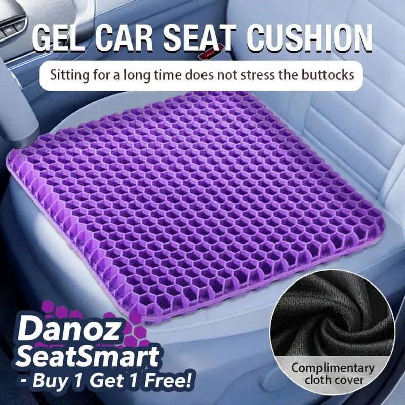 Danoz Softerseater Gel Seat Cushion – Breathable Honeycomb Design For Pressure Relief, Tailbone & Back Pain Support (Bogo) 1