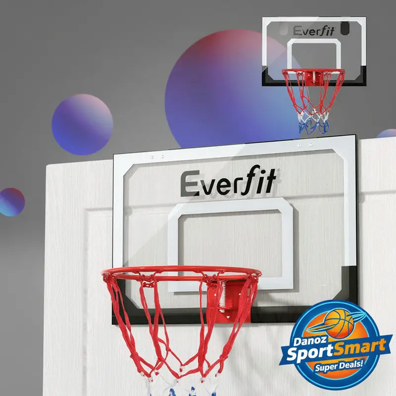Danoz Sportsmart Everfit 23" Mini Basketball Hoop – Wall- Or Door-Mounted Backboard For Kids (Black) 1