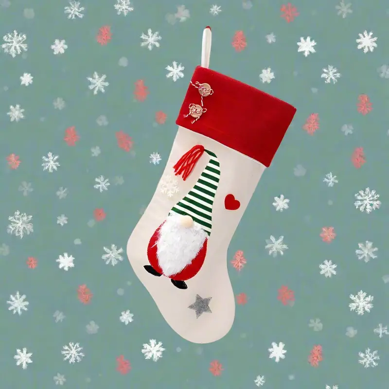 Danoz Whimsical Gnome Stocking Collection – Handcrafted Holiday Stockings With Red Striped Hats (3-Pack) 1