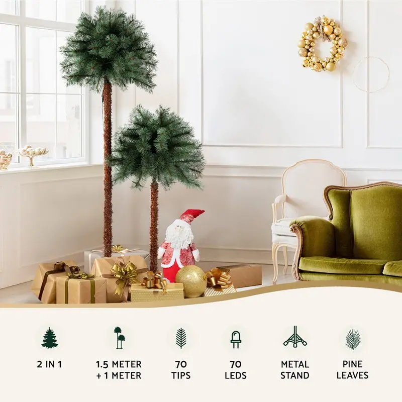 Danoz Xmas Jingle Jollys 2-In-1 Led Palm Tree – 1.5M + 1M Dual-Height Festive Indoor/Outdoor Decoration 1