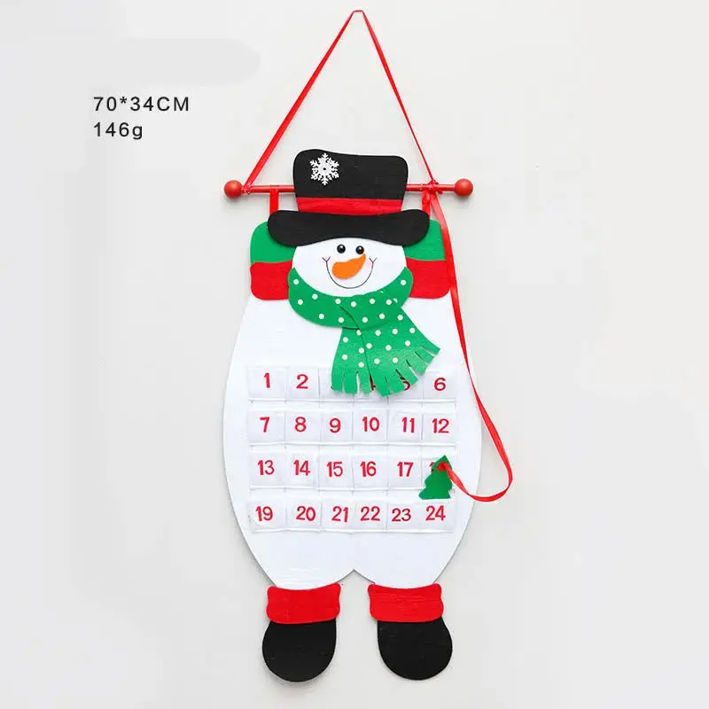 Danoz Xmas Snowman Felt Advent Calendar – 24-Pocket Countdown Wall Hanging For Kids 1