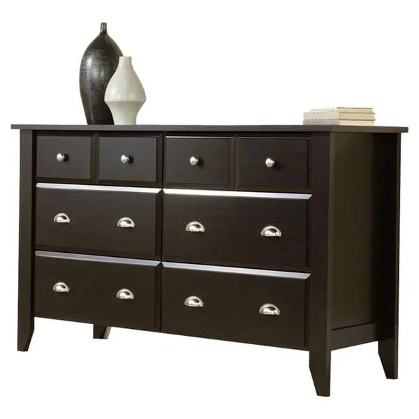 Dark Brown 6-Drawer Wood Wardrobe Dresser With Soft-Close Hardware 1