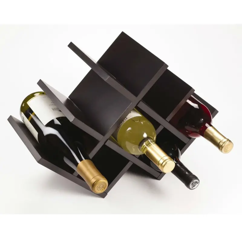Dark Brown Mariposa-Style 8-Bottle Modern Wine Rack 1