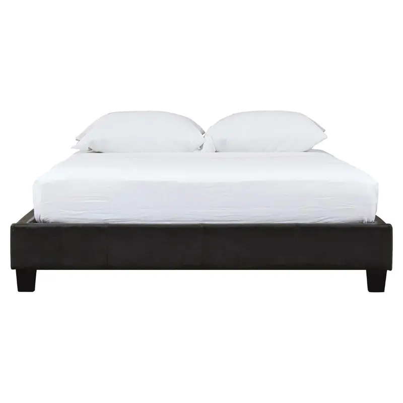 Dark Chocolate Faux Leather Queen Platform Bed – Sleek Modern Frame 1