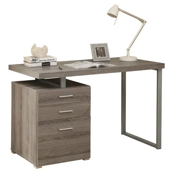 Dark Taupe Laptop Desk For Home Office – Modern Wood-Grain Design 1